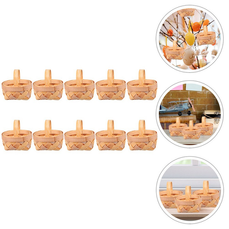 Mini drvene košare od 10 komada, kućne košare za piknik, sitne potrepštine za zabavu