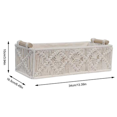Košara za pohranu od tkanog pamučnog užeta Višenamjenska kutija za pohranu bijelih papirnatih maramica Vintage boho dekoracija za kuhinju Dnevni boravak Kupaonica