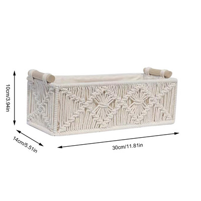 Košara za pohranu od tkanog pamučnog užeta Višenamjenska kutija za pohranu bijelih papirnatih maramica Vintage boho dekoracija za kuhinju Dnevni boravak Kupaonica