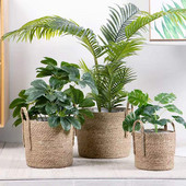 Természetes virág ültető edény tengeri fű fonott kosár ruhanemű tároló kosarak játéktartók otthoni kert dekoráció