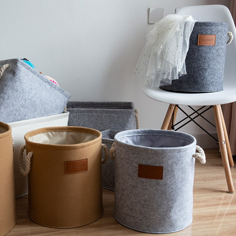Haine murdare din fetru portabil Coș de rufe pliabil pentru acasă dreptunghi rotund copii jucării cărți articole diverse coșuri de depozitare