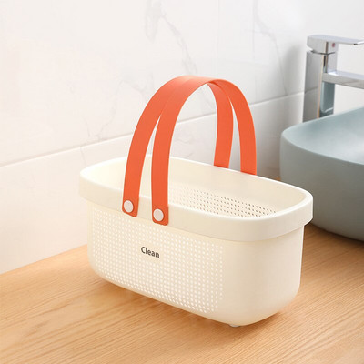 Coș de scurgere pentru baie Coș portabil de depozitare Coș de baie din rattan Cutie de depozitare pentru baie pentru gustări Cutie de depozitare pentru spălat cosmetice