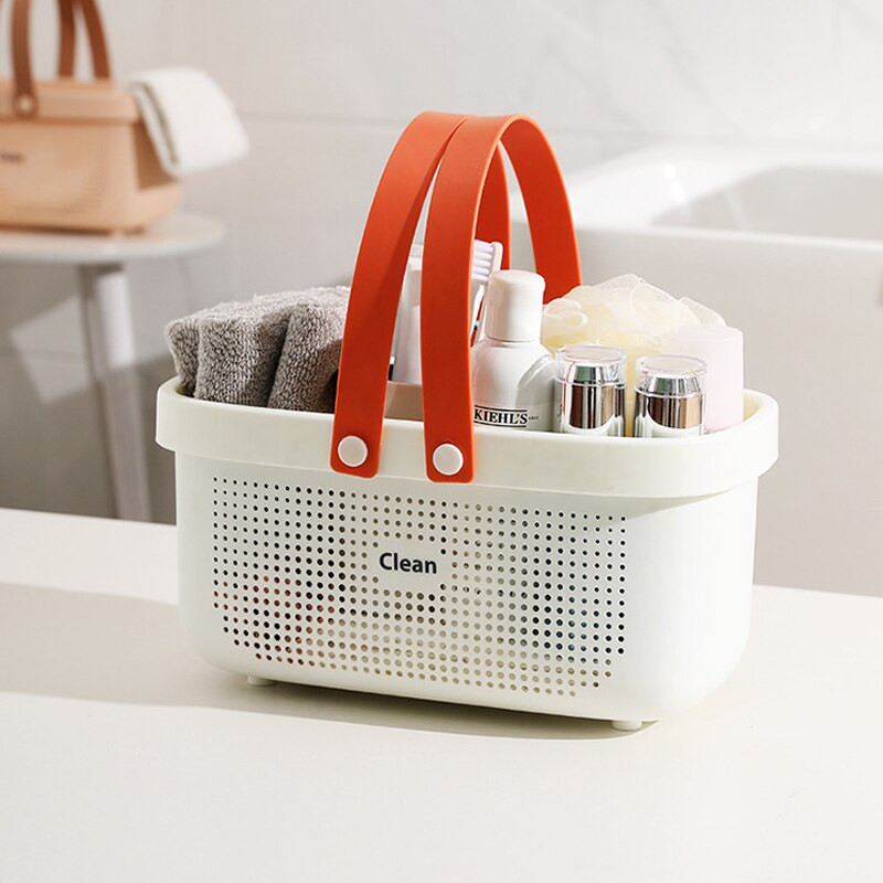 Coș de scurgere pentru baie Coș portabil de depozitare Coș de baie din rattan Cutie de depozitare pentru baie pentru gustări Cutie de depozitare pentru spălat cosmetice