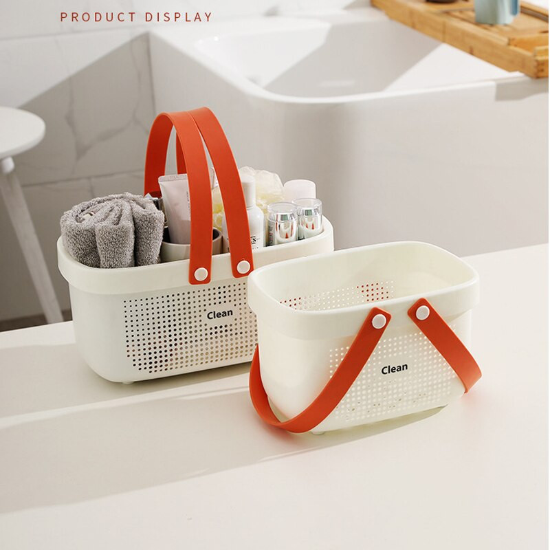 Coș de scurgere pentru baie Coș portabil de depozitare Coș de baie din rattan Cutie de depozitare pentru baie pentru gustări Cutie de depozitare pentru spălat cosmetice