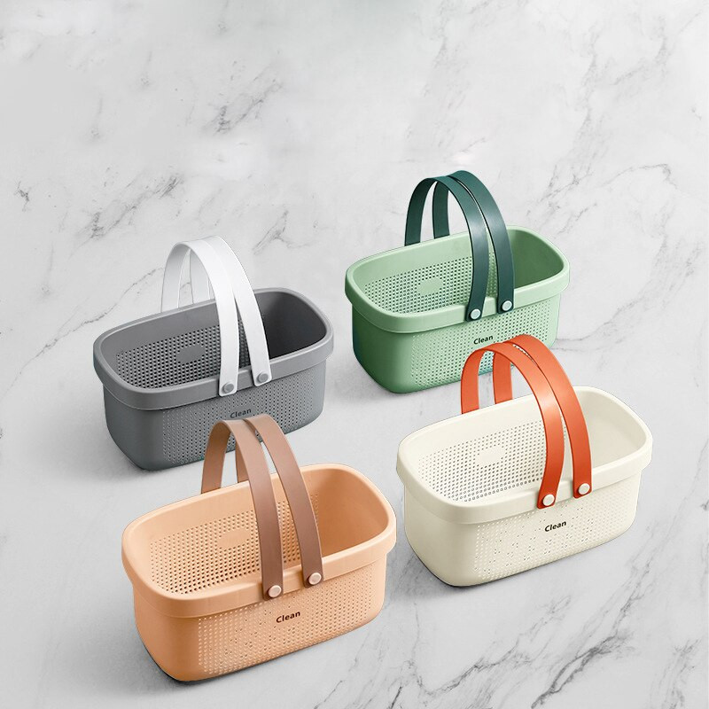 Coș de scurgere pentru baie Coș portabil de depozitare Coș de baie din rattan Cutie de depozitare pentru baie pentru gustări Cutie de depozitare pentru spălat cosmetice