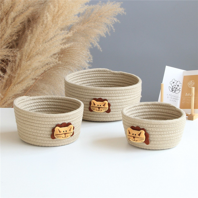 Animaciniai filmai Gyvūnai Medvilninės virvės laikymo krepšeliai kūdikiams nešvarūs drabužiai skalbinių krepšelis audimas vaikams žaislai darbastalio smulkmenos Organizatoriaus dėžutė