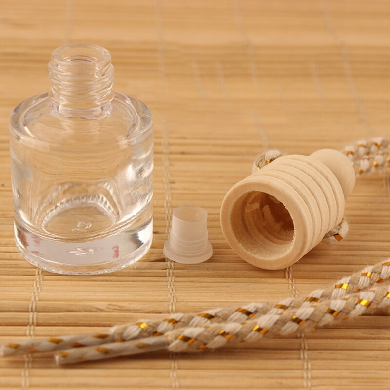 10 tk auto rippuv klaaspudel, tühi parfüümi aroomiteraapia dosaator, täidetav eeterlike õlide difuusor õhuvärskendaja ripats