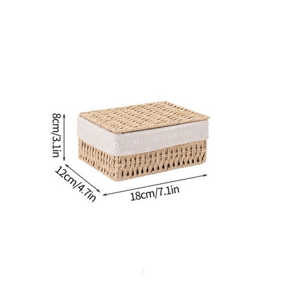 Käsitsi kootud hoiukast rotangist hoiukorvid kaanega Punutud lauaarvutid Mitmesugused kosmeetikatooted Korraldaja riided suupistete mänguasjade hoiukarp