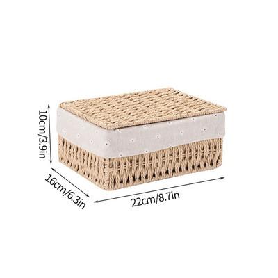 Käsitsi kootud hoiukast rotangist hoiukorvid kaanega Punutud lauaarvutid Mitmesugused kosmeetikatooted Korraldaja riided suupistete mänguasjade hoiukarp