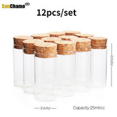 30x60mm mini klaasist soovipudel korgist korgiga Läbipaistvad triivivad väikesed pudelid kodukaunistuse tarvikute jaoks 12 tk/komplekt kaunistuseks