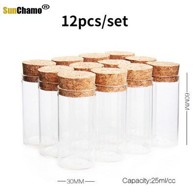 30x60mm Mini Glass Wishing Bottle with Cork Stoppers Clear Drifting Small Bottles for Home Decor Supplies 12pcs/set Decoration
