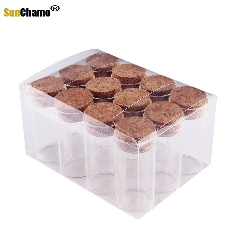 30x60mm mini klaasist soovipudel korgist korgiga Läbipaistvad triivivad väikesed pudelid kodukaunistuse tarvikute jaoks 12 tk/komplekt kaunistuseks