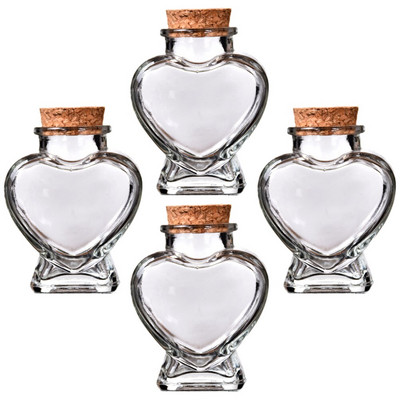 4 bucăți sticle transparente pentru dorințe Sticle de parfum în formă de inimă Sticle de sticlă din sticlă Borcane Artizanat DIY Fiole