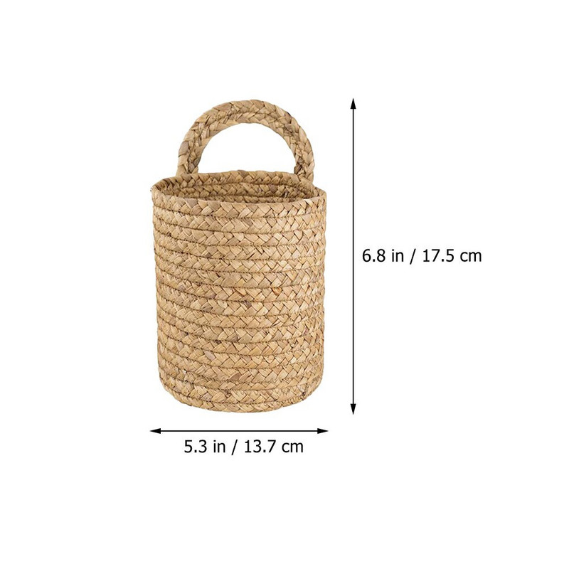 Coș de depozitare din ratan țesut Articole diverse din răchită Coș suspendat pe perete Decorare pentru ghiveci cu plante de grădină