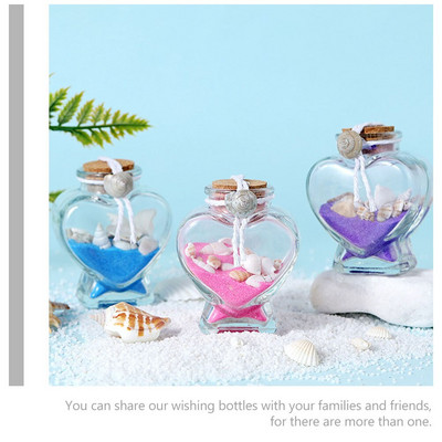 4 bucăți sticle pentru dorințe din sticlă, sticle de parfum, borcane mici, mini vrajă, sticle de inimă, borcan de plută, în miniatură