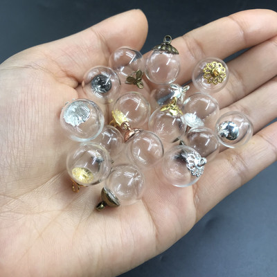 10db 16mm-es mini üres üveggolyós palackok függesztékes bűbájok fiolák kívánságpalackok átlátszó üveggömb buborékos kristálygömbök szabad kupakkal