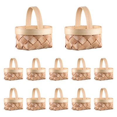Basket Baskets Mini Woven Picnic Easter For Tiny Crafts Small Wooden Miniature With Flower Wood Favors Party Wicker Handles