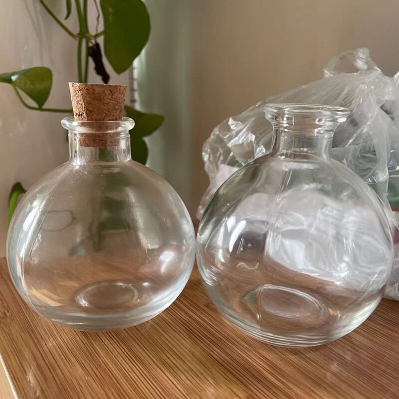 Srednjovjekovna okrugla boca za napitak s plutom DIY parfem cvjetni aranžman Ukrasna boca Retro kožni držač Rekviziti za igru