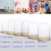 5X moderna ručno izrađena staklena kupola navlaka za suho cvijeće vaza s drvenom bazom Landcrape figurice Prikaz modela Umjetničko djelo Kuća za lutke Igračka