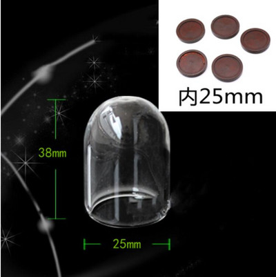 5X moderna ručno izrađena staklena kupola navlaka za suho cvijeće vaza s drvenom bazom Landcrape figurice Prikaz modela Umjetničko djelo Kuća za lutke Igračka