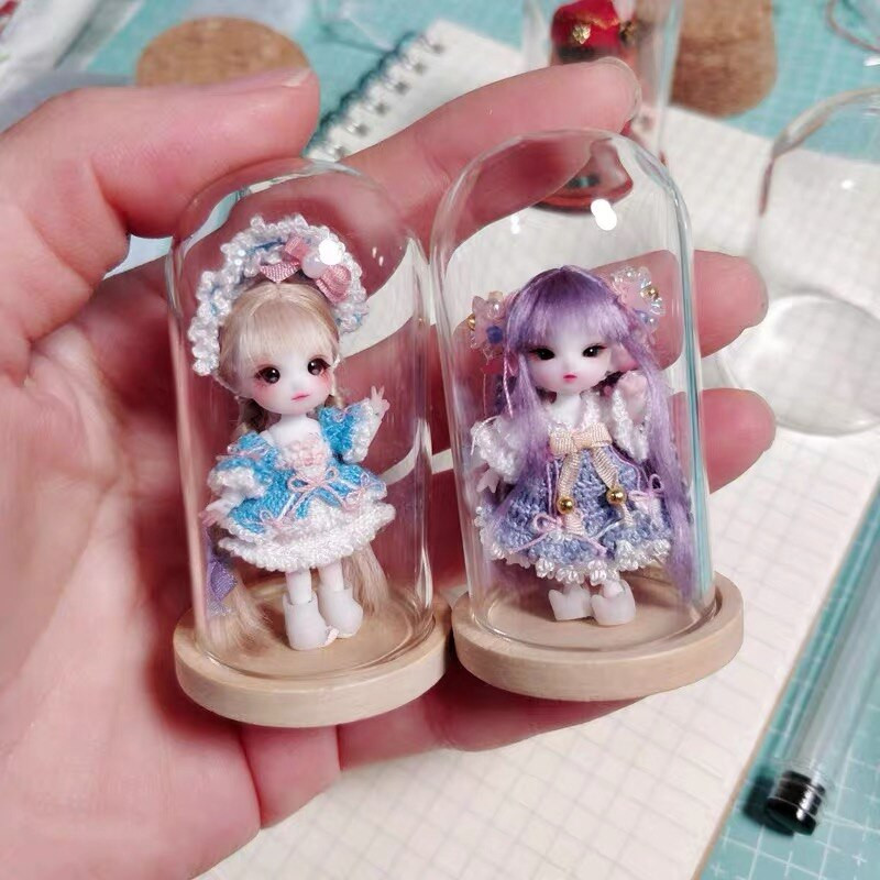 5X moderna ručno izrađena staklena kupola navlaka za suho cvijeće vaza s drvenom bazom Landcrape figurice Prikaz modela Umjetničko djelo Kuća za lutke Igračka