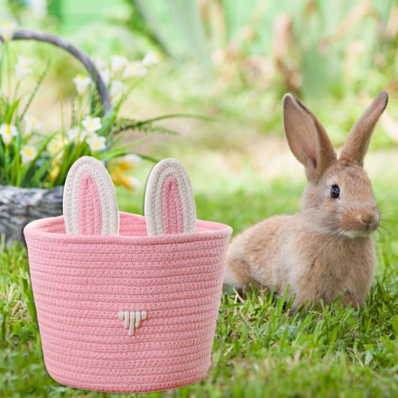 Mielos zuikio ausytės Sandėliavimo krepšelis Animacinių filmų apvalus organizatorius kibiras Drabužiai vaikams žaislas didelės talpos saugykla Namų laikymo reikmenys