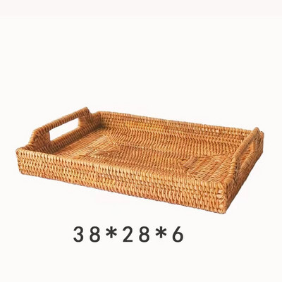 Retangle pleteni pladanj Košara za piknik Kruh Tanjur za hranu Voćni kolač Kutija za sitnice Ručno tkani tanjurić Košara za pohranu