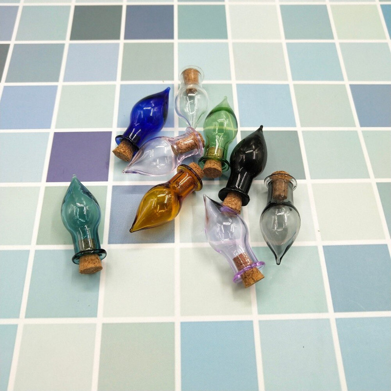 10 KOM Šarene male staklene bočice plutene bočice s kapljicama vode Plutajući privjesci DIY Ogrlica Privjesak s parfemskim uljem Male staklenke za boce