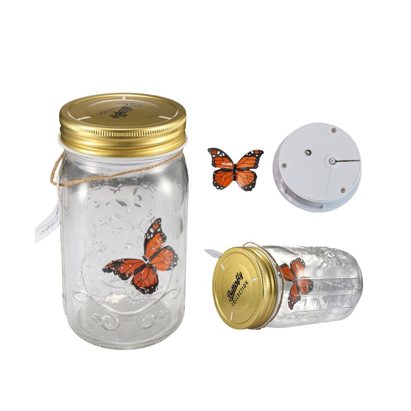 „Mason Jar Butterfly Bottle“ kūrybinė dovana „Butterfly Fly“ subtilus ornamentas, stiklinis butelis miegamojo namų dekoras