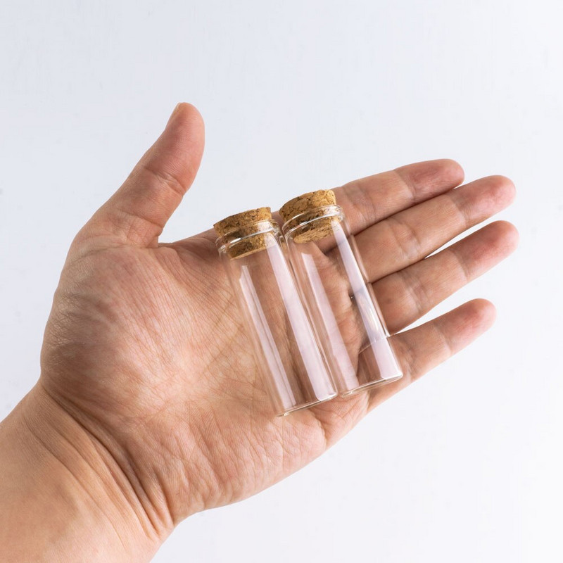 12db 12ml-es barkácsolás mini üvegpalackok parafa dugós 22*60mm-es kémcső fűszeres üvegek kis átlátszó ajándék tartály
