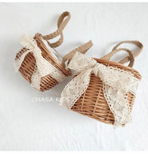 Košara za cvjećarku Pletena košara od pruća, pletena košara za cvijeće od ratana s ručkama Košara za pohranu podstava za kampiranje, vjenčanje, dom, vrtni dekor