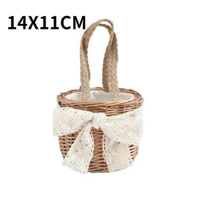 Košara za cvjećarku Pletena košara od pruća, pletena košara za cvijeće od ratana s ručkama Košara za pohranu podstava za kampiranje, vjenčanje, dom, vrtni dekor