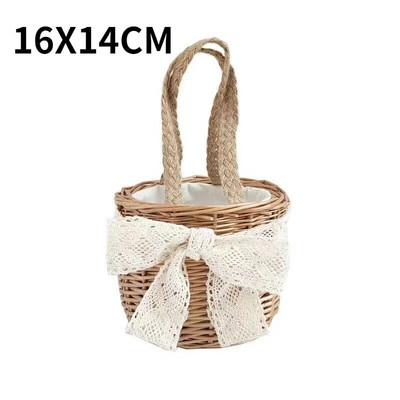 Košara za cvjećarku Pletena košara od pruća, pletena košara za cvijeće od ratana s ručkama Košara za pohranu podstava za kampiranje, vjenčanje, dom, vrtni dekor