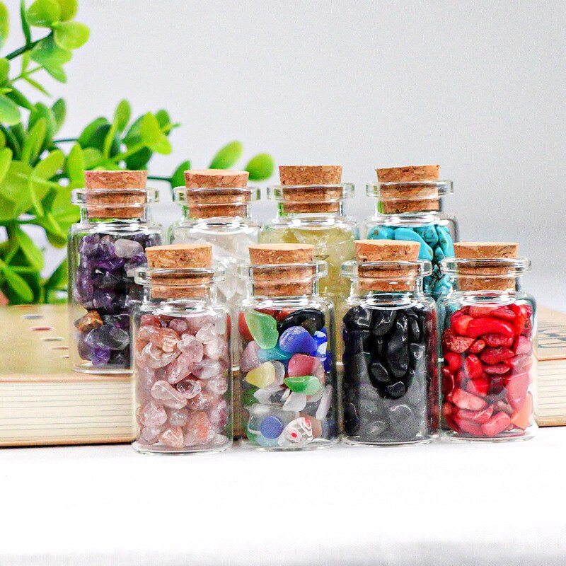 7PC Prirodna kristalna staklena boca želja Vjenčani dar za uređenje doma za goste Mini ljekoviti kristalni dragulj Diy Ukras od kristalne boce