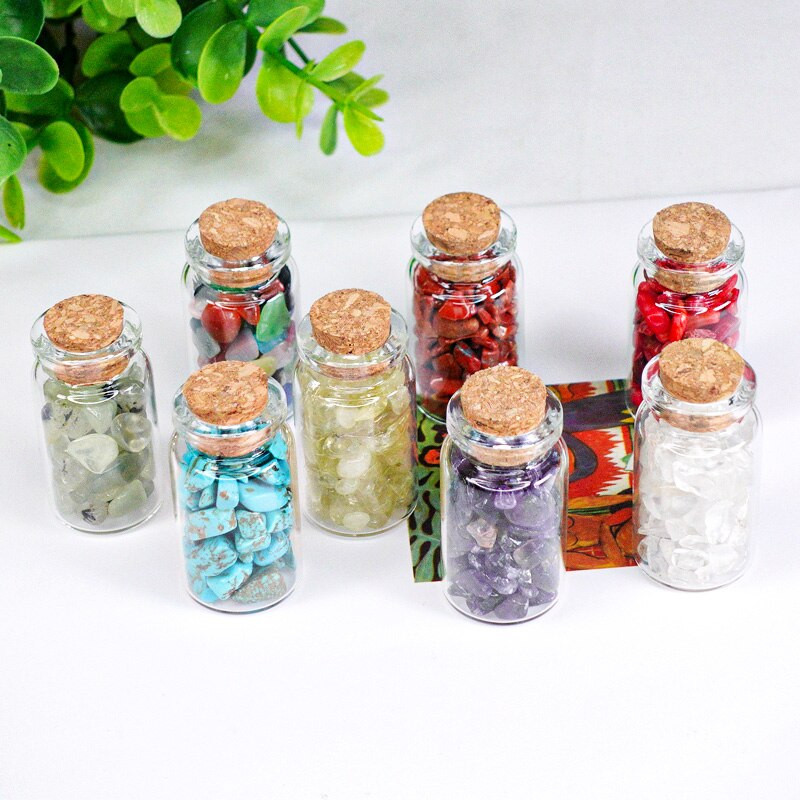 7PC Prirodna kristalna staklena boca želja Vjenčani dar za uređenje doma za goste Mini ljekoviti kristalni dragulj Diy Ukras od kristalne boce