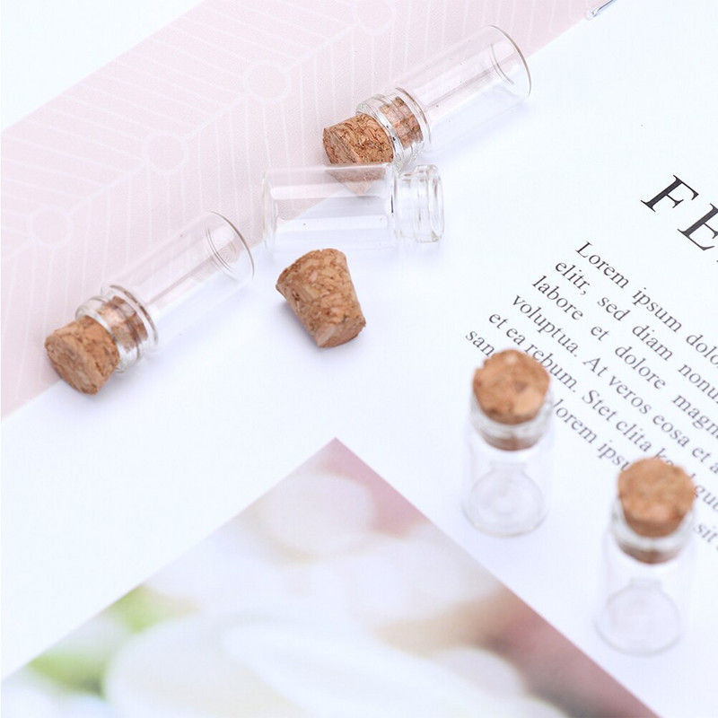 50 KOM 11x22 mm Mini staklena boca s plutom Prozirna boca želja Dekoracija Vjenčani središnji ukrasi Staklena boca Jar Svadbeni dekor