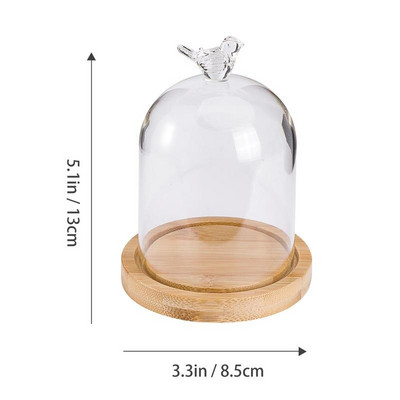 Skaidrus konservuotų gėlių stiklo dangtelis Džiovintų gėlių ekrano stiklo dangtelis „Pasidaryk pats“ stiklo dangtelis Mylintis širdies stiklo kupolas su medžio pagrindu