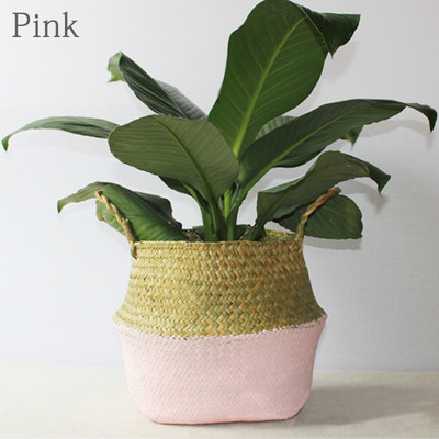 Pinti rotango skalbinių krepšelis Sulankstomas natūralaus audinio krepšelis jūros dumblių laikymo vazonas sodo gėlių vazos iškyloms augalų laikymo krepšelis