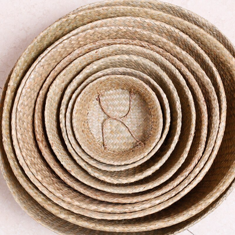 Pinti rotango skalbinių krepšelis Sulankstomas natūralaus audinio krepšelis jūros dumblių laikymo vazonas sodo gėlių vazos iškyloms augalų laikymo krepšelis