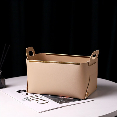 1 db bőr PU asztali tárolódoboz Kreatív összecsukható kozmetikai doboz fogantyúval Otthoni rendszerező vízálló fürdőszobai tárolódoboz
