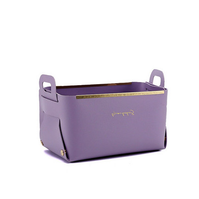 1 db bőr PU asztali tárolódoboz Kreatív összecsukható kozmetikai doboz fogantyúval Otthoni rendszerező vízálló fürdőszobai tárolódoboz