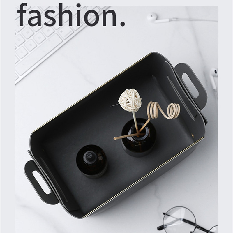 1 db bőr PU asztali tárolódoboz Kreatív összecsukható kozmetikai doboz fogantyúval Otthoni rendszerező vízálló fürdőszobai tárolódoboz