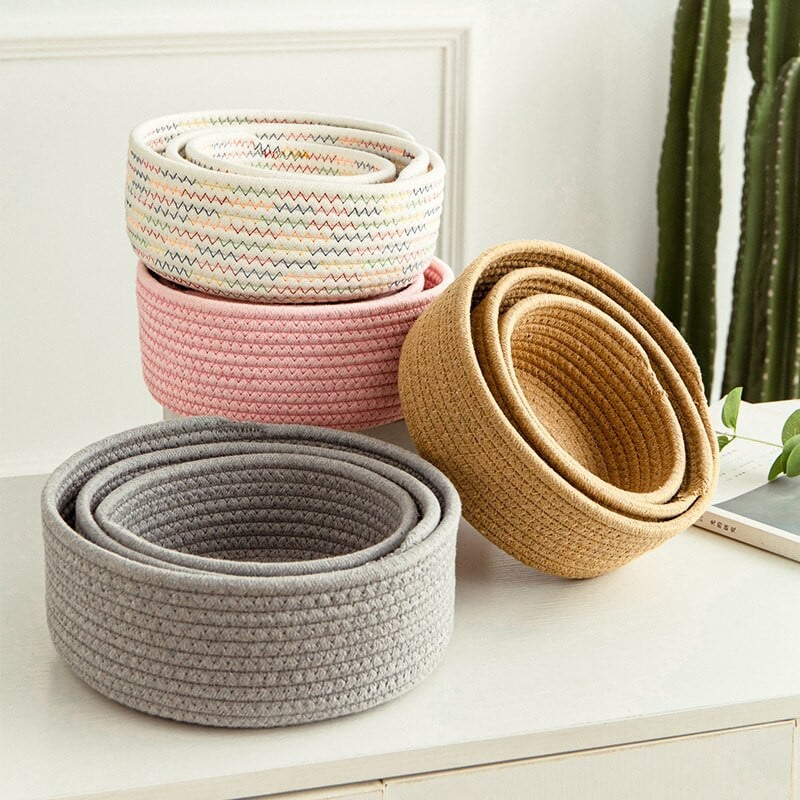 INS Nordic Cotton Rope Szőtt Tárolókosarak Asztali rendszerezők Különféle Gyerekjátékok Szerveződoboz Smink Szervező Kis Kosár