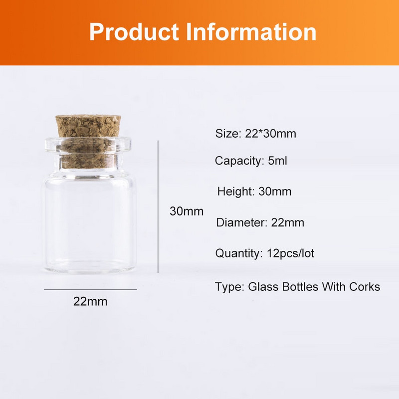 22*30 mm 5 ml DIY mini slatke prozirne staklene boce s plutenim čepom Rukotvorine Sićušne staklenke Vjenčane ukrasne prazne staklenke