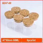 47x60 mm-es 60 ml-es üvegpalackok átlátszó sodródó palackok karácsonyi kívánságüvegek parafa dugóval esküvői születésnapi bulihoz
