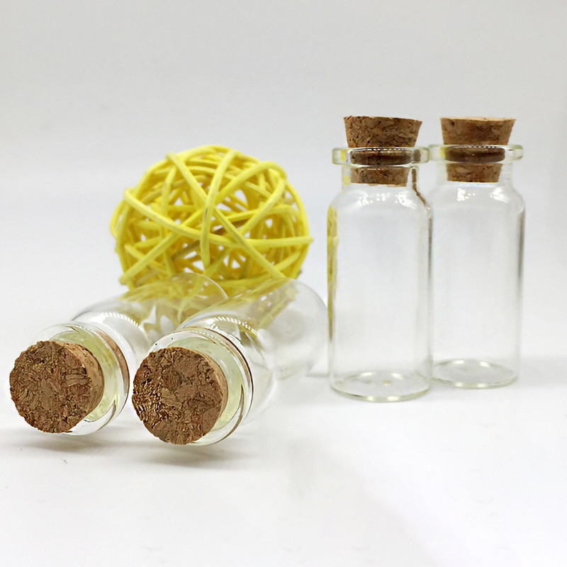 30 * 40 mm 15 ml laikymo stikliniai buteliai su kamštiniu kamščiu Amatai mažyčiai stiklainiai permatomas tuščias stiklinis indelis mini palinkėjimų buteliukas 12 vnt / partija