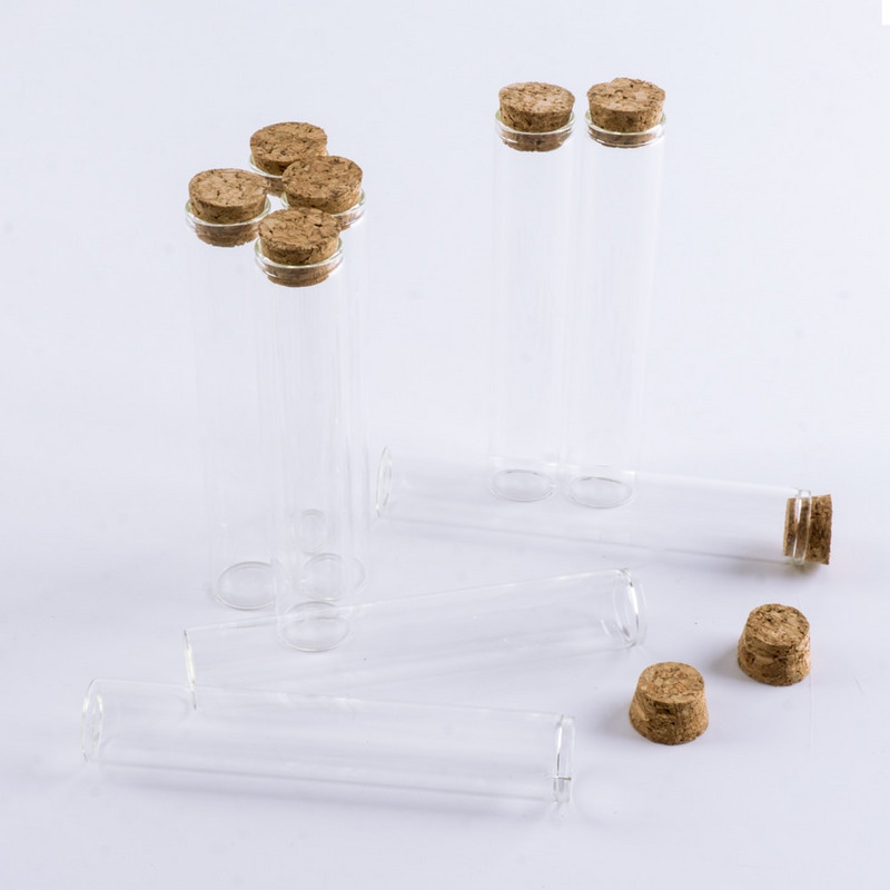 22x120mm-es 45ml-es Üres Üveg Átlátszó Palackok Parafadugós Üvegfiolák Üvegek Tárolópalackok Kémcsöves üvegek 12db/tétel