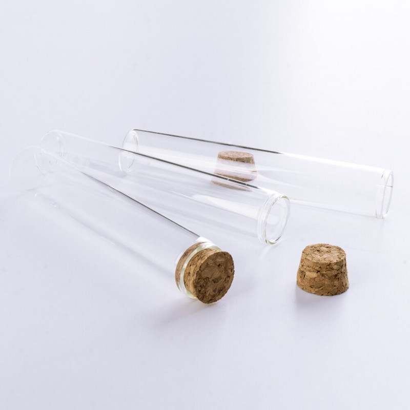 22x120mm-es 45ml-es Üres Üveg Átlátszó Palackok Parafadugós Üvegfiolák Üvegek Tárolópalackok Kémcsöves üvegek 12db/tétel