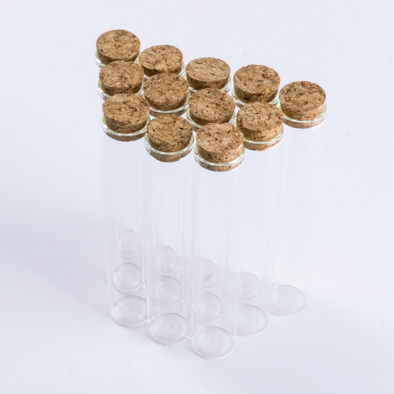 22x120mm-es 45ml-es Üres Üveg Átlátszó Palackok Parafadugós Üvegfiolák Üvegek Tárolópalackok Kémcsöves üvegek 12db/tétel