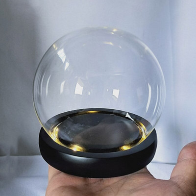 Skersmuo = 12 cm Vidutinio dydžio apvalios formos stiklo kupolo vaza Namų puošmena juodai baltas pagrindo dangtelis „pasidaryk pats“ draugui dovanų vestuvėms